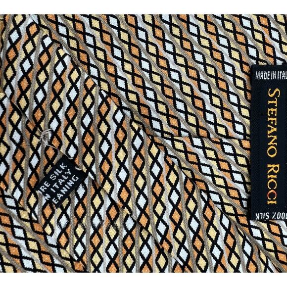 Stefano Ricci Mens Neck Tie Pure Silk Made in Italy Multicolor Diagonal Striped - Picture 5 of 7